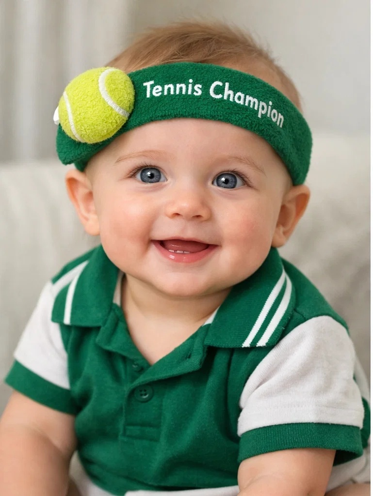 Tennis Champion Baby Headband with Tennis Ball Design