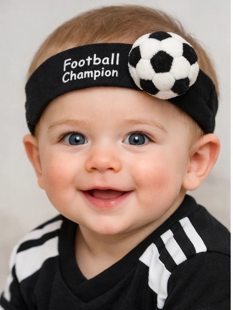 Football Champion Baby Headband with Plush Football Accent