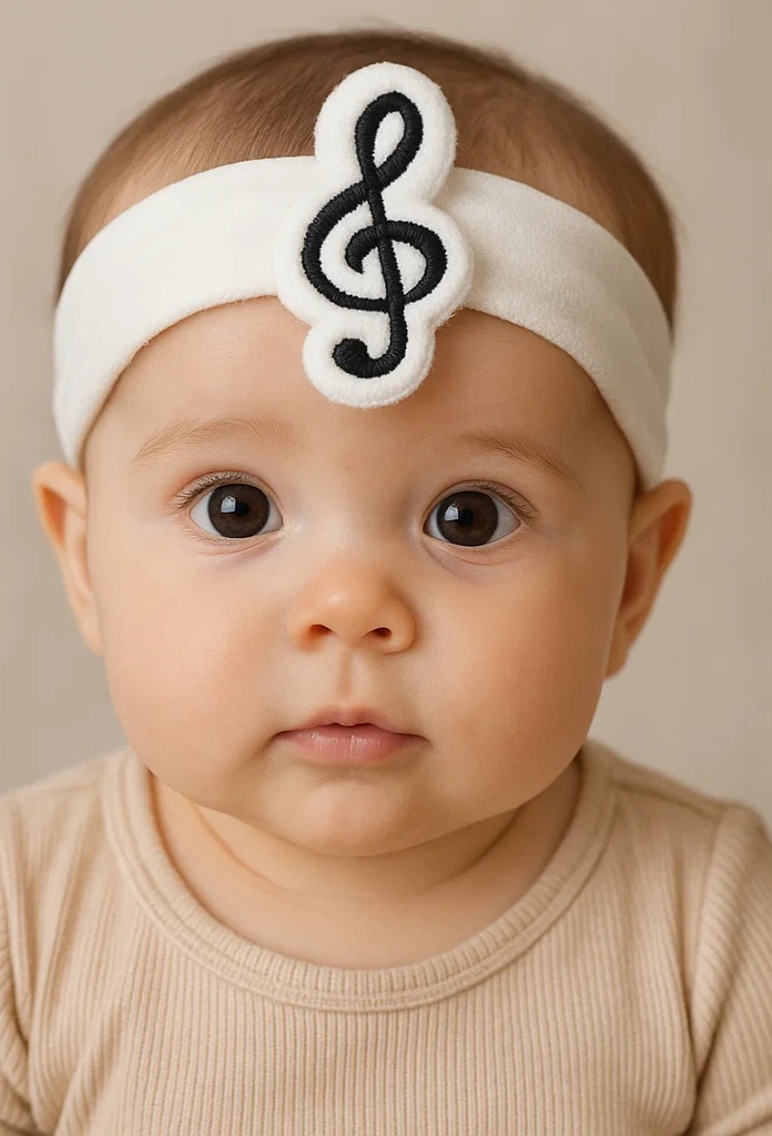 Treble Clef Baby Headband - Soft Music Symbol Infant Hairband