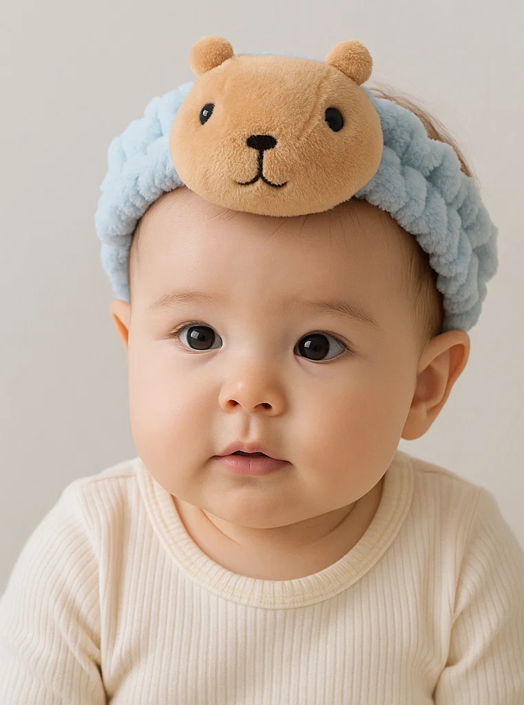 Cute Capybara Plush Baby Headband – Soft & Breathable Elastic Hairband