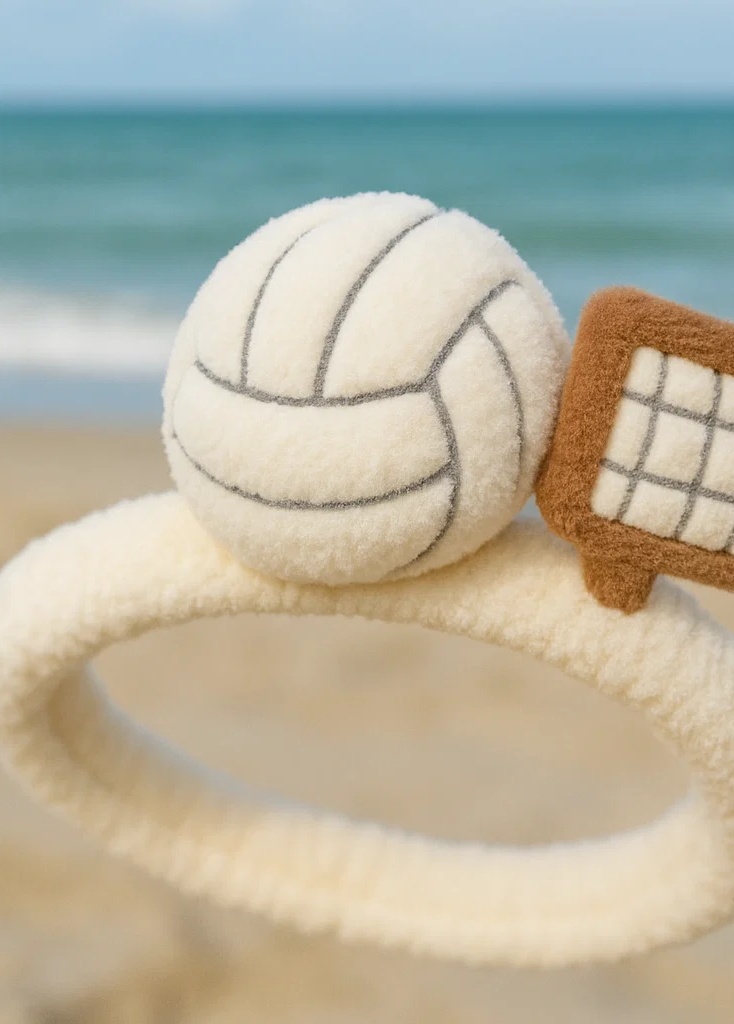 Volleyball-Themed Baby Headband with Plush Net & Ball