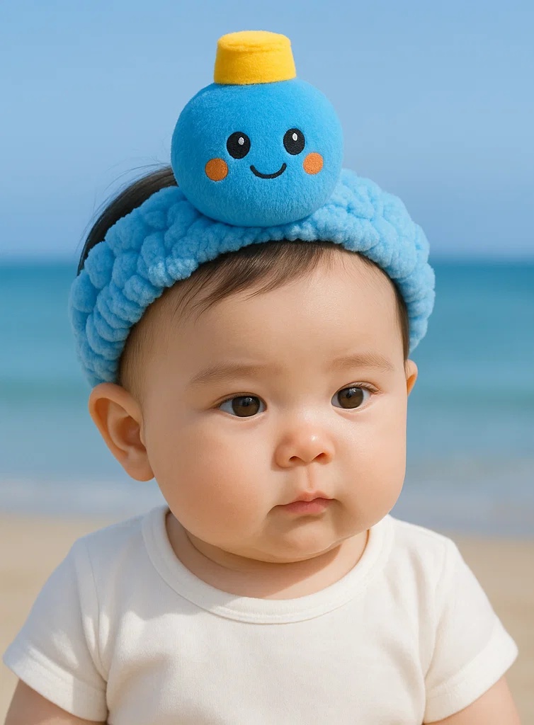 Blue Bottle Baby Headband – Smiling Summer Skincare Plush