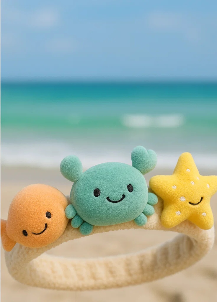 Ocean Friends Plush Baby Headband - Crab, Starfish & Fish Trio