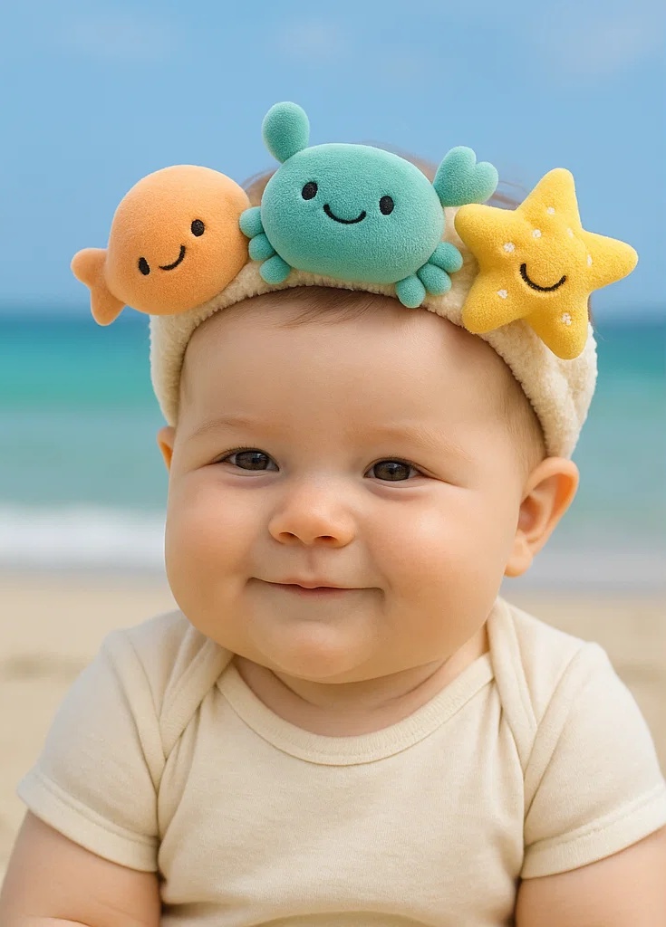 Ocean Friends Plush Baby Headband - Crab, Starfish & Fish Trio