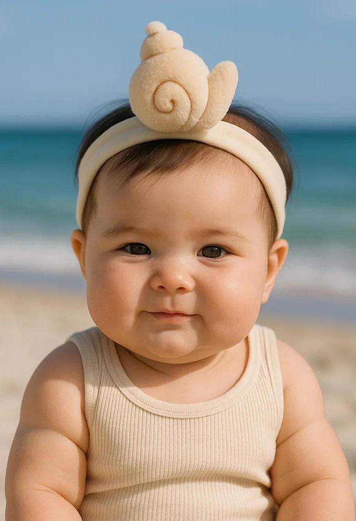 Sea Shell Plush Baby Headband - Cute Ocean Spiral Design