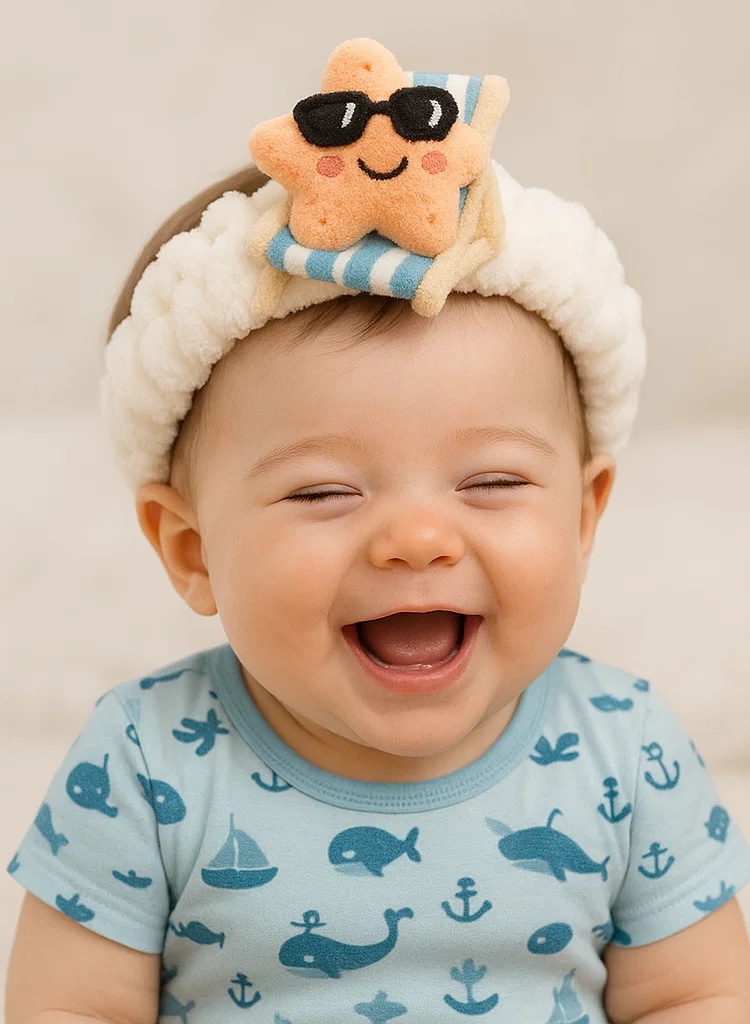 Cute Starfish Plush Baby Headband - Beach Style for 0-3 Years