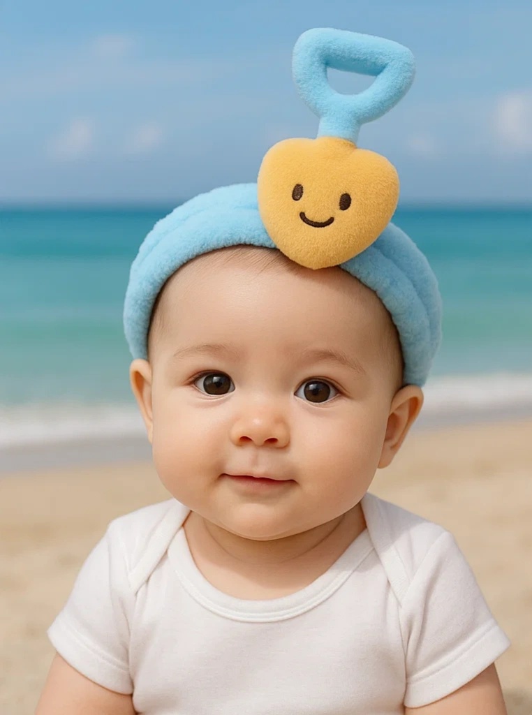 Plush Baby Headband with Smiley Shovel Design – Soft, Stretchable, Cute