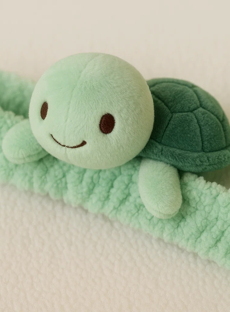 Bright Green Turtle Plush Baby Headband - Ocean Animal Style