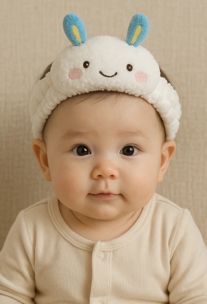 Sea Bunny Plush Baby Headband - Marine Animal Smile Design