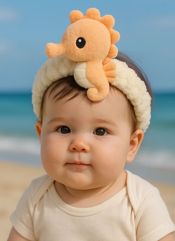 Seahorse Plush Baby Headband – Soft Marine Animal Design