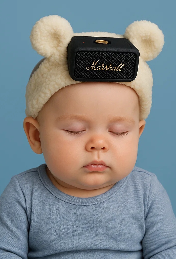 Marshall-Inspired Plush Baby Headband with Bear Ears