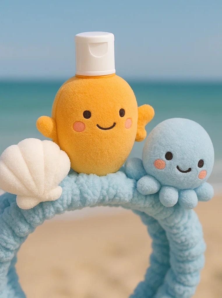 Ocean-Themed Baby Headband with Plush Octopus, Shell & Bottle