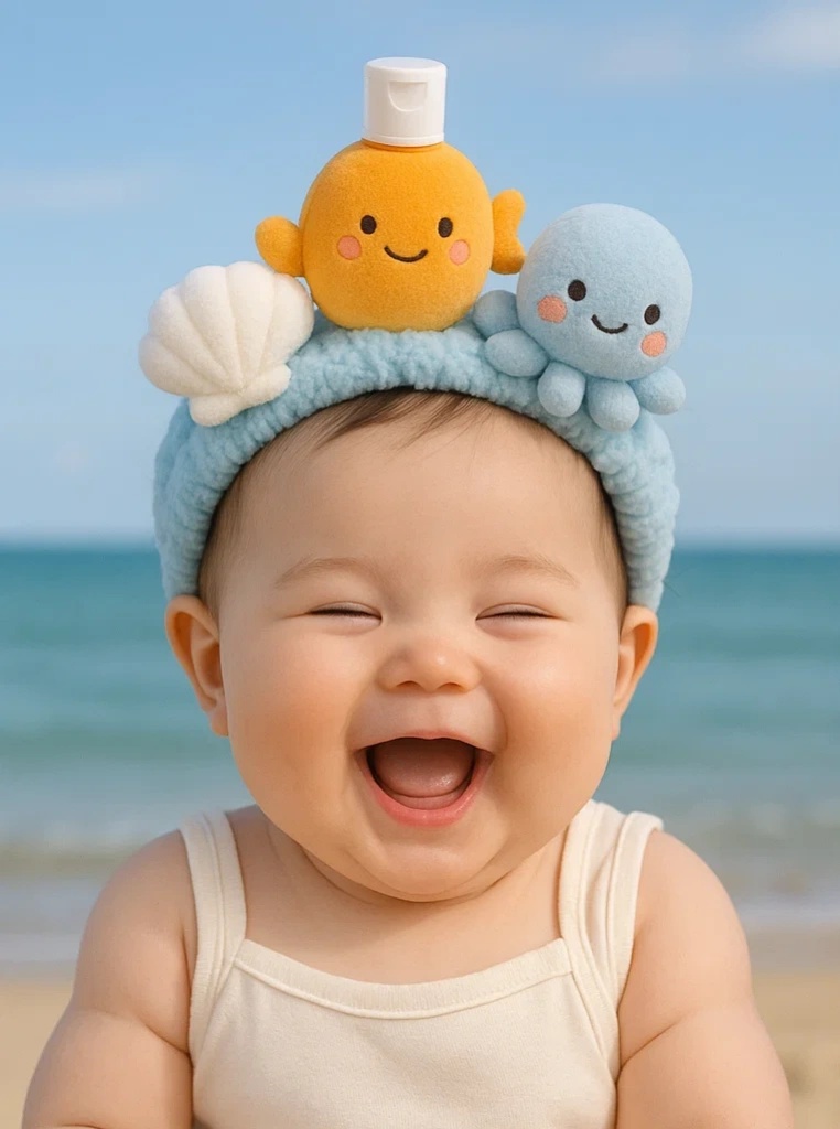 Ocean-Themed Baby Headband with Plush Octopus, Shell & Bottle