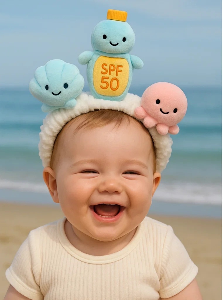 Octopus and SPF Bottle Baby Headband - Cartoon Marine Duo