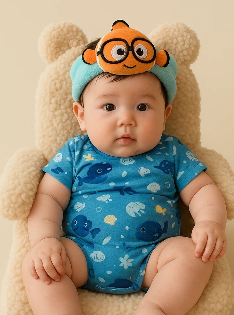 Cute Fish Plush Baby Headband - Nemo Design for Babies 0-3 Years
