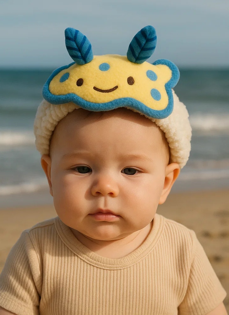 Faixa de cabelo bebê de pelúcia lesma do mar – Design ondulado fofo de personagem marinho