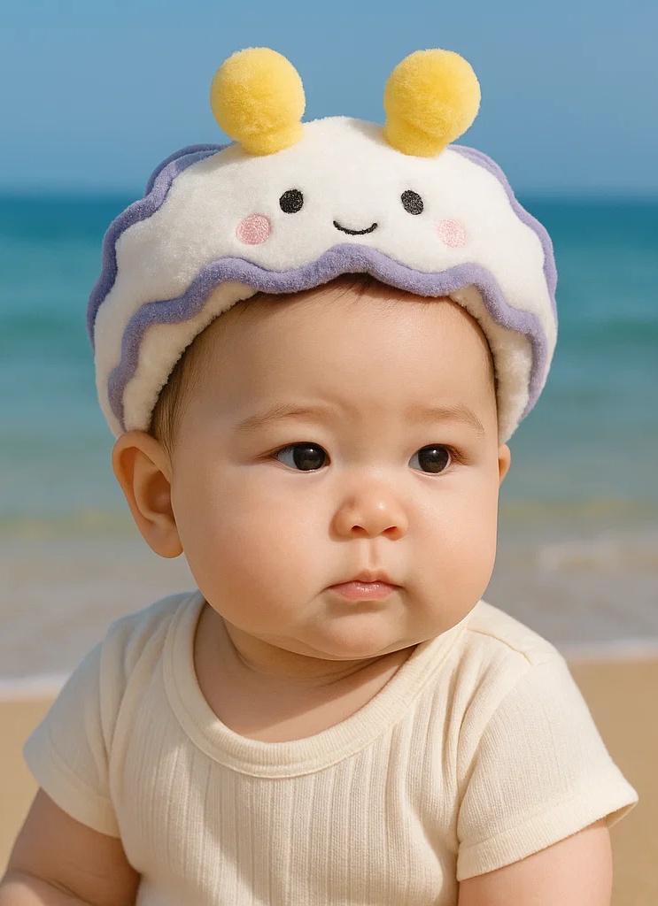 Cute Sea Slug Plush Baby Headband – Wavy Marine Character Design