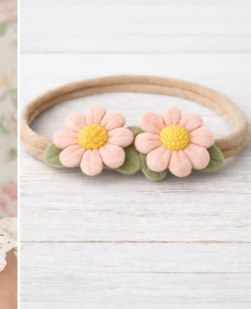 Blossom Garden Baby Headband Set – Soft Floral Hair Accessories