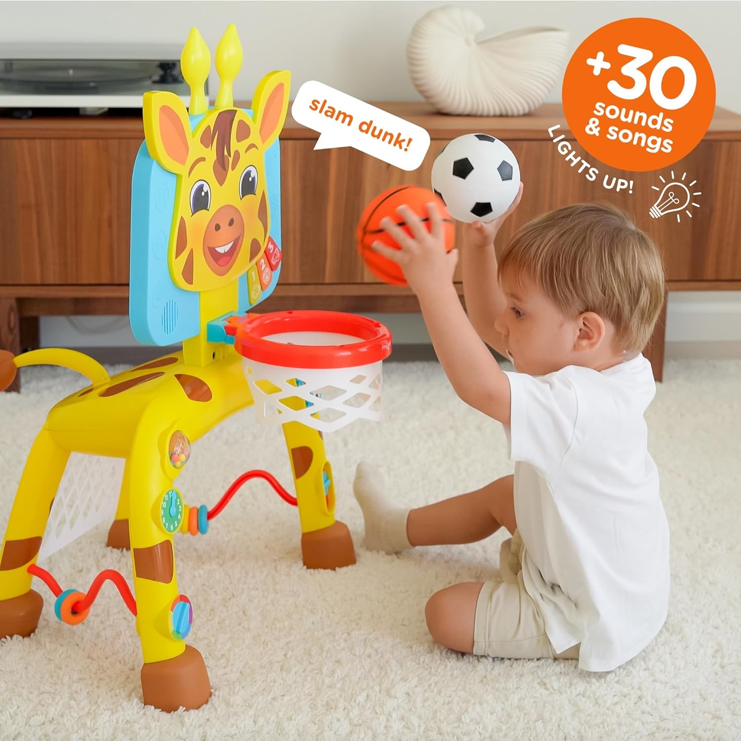 Giraffe Slam Dunk Baby Basketball Hoop with Music & Lights