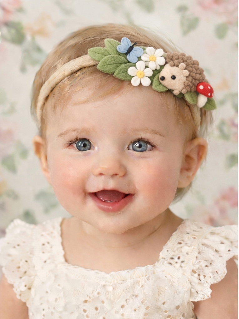 Whimsical Hedgehog and Butterfly Baby Headband