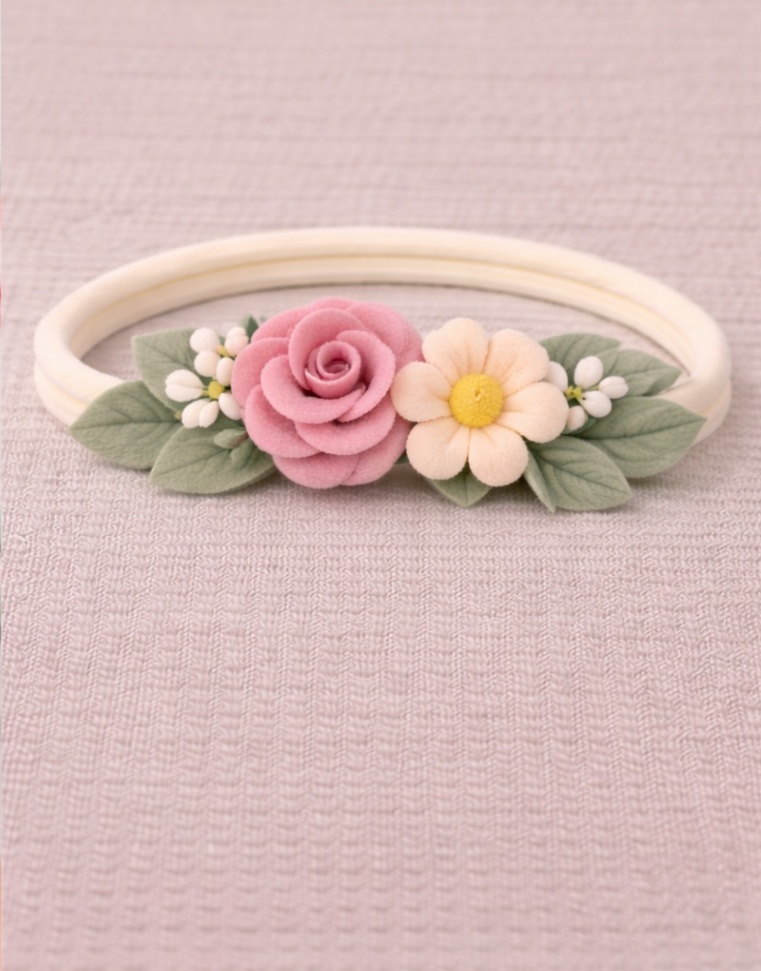 Diadema Floral Rosa Encantada para Bebé con Rosas y Hojas