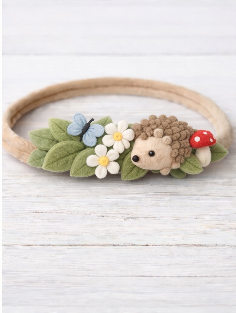 Whimsical Hedgehog and Butterfly Baby Headband