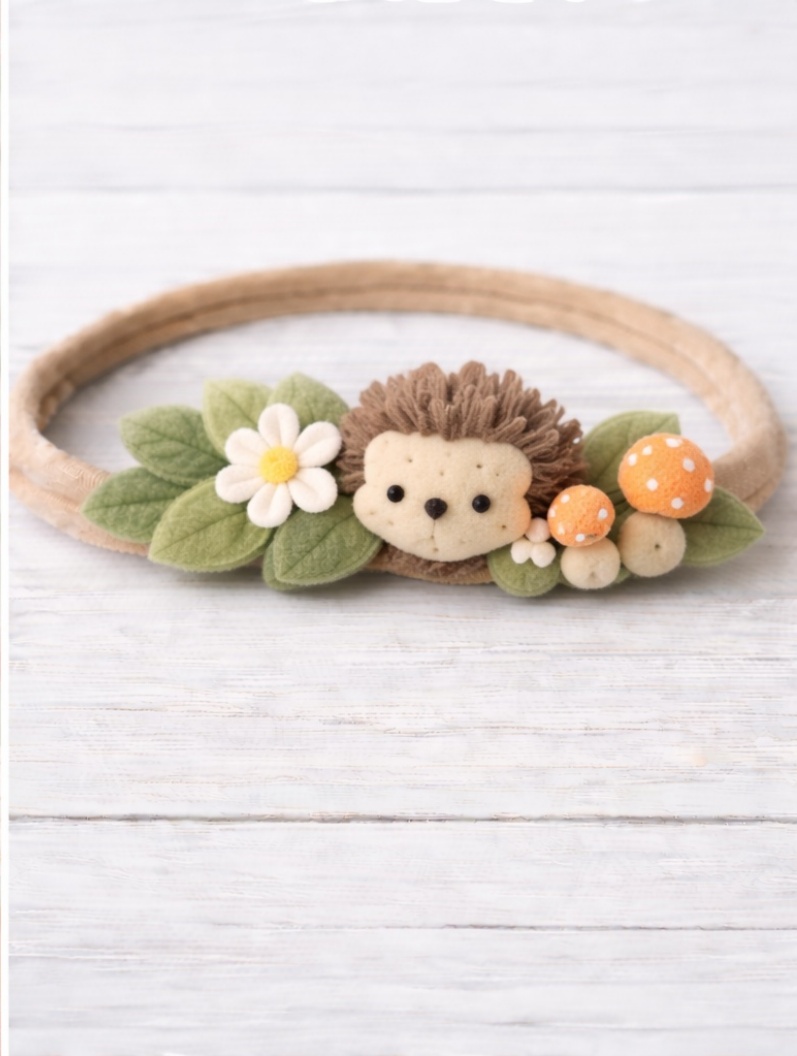 Adorable Hedgehog and Mushrooms Headband