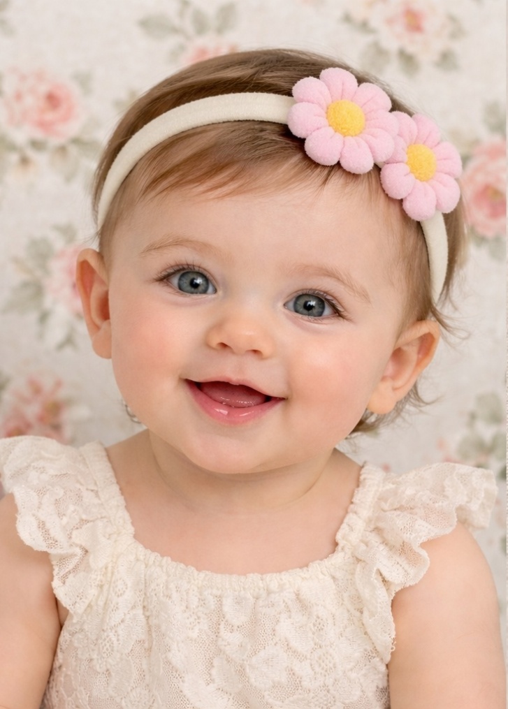 Čelenka pro Miminko s Dvojitými Růžovými Kopretinami