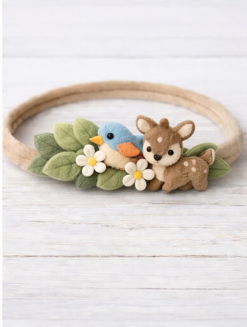 Blue Bird and Fawn Baby Headband