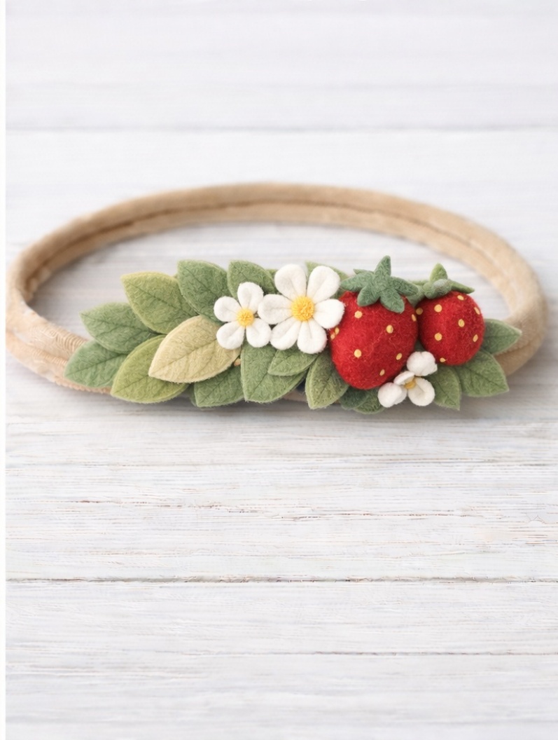 Adorable Diadema de Fresa y Margarita para Bebé