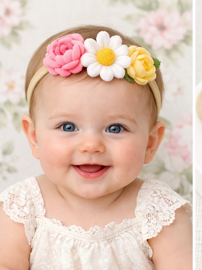 Bandeau Fille Adorable avec Fraises et Marguerites