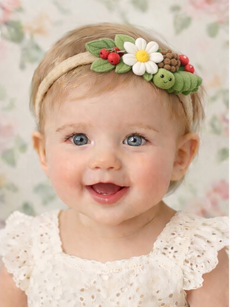 Lindo diadema de mariquita e flor para bebê