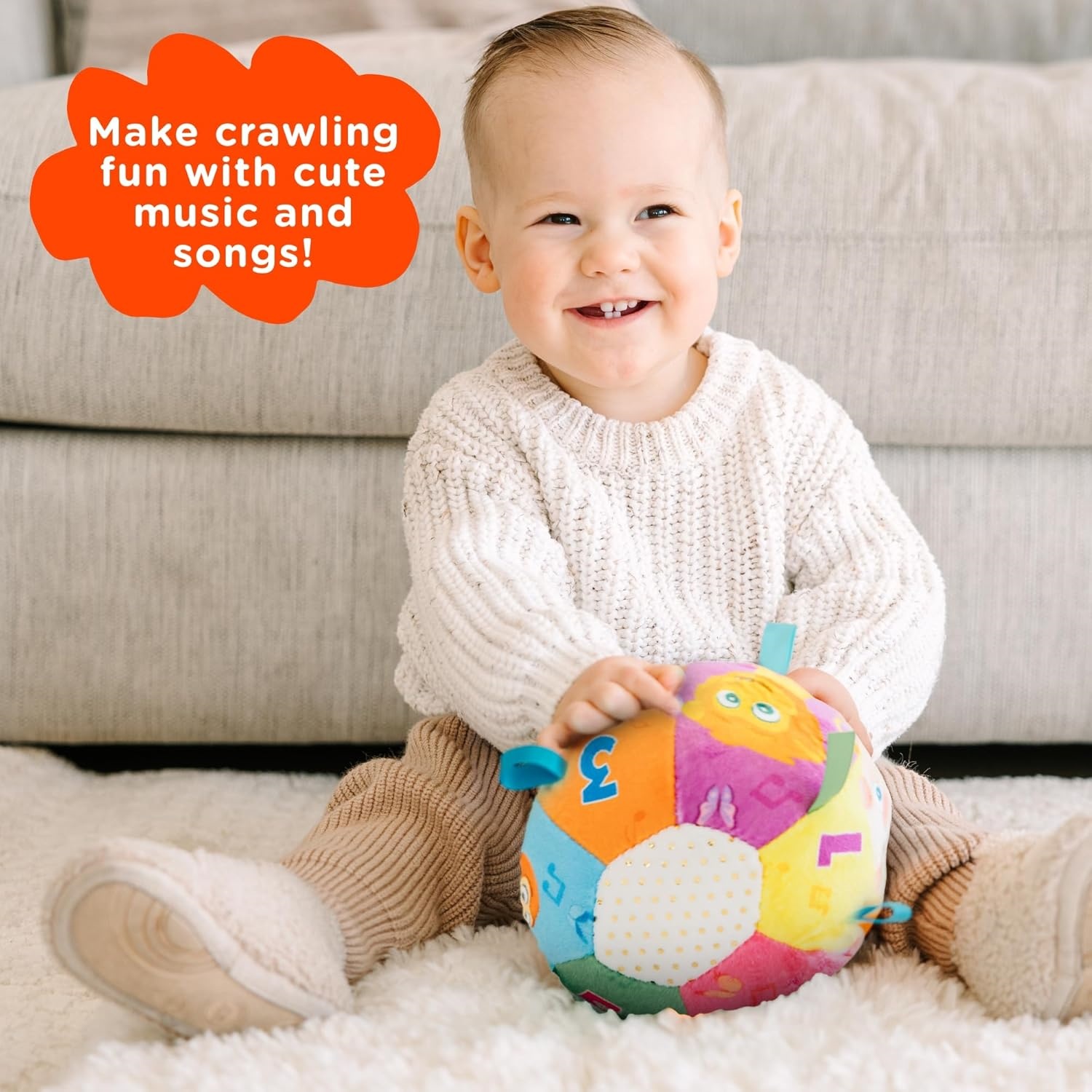 Musical Baby Crawling Ball – Soft Sensory Toy with Songs