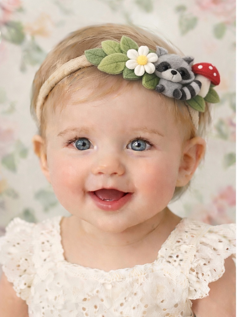 可愛いアライグマとキノコのヘアバンド