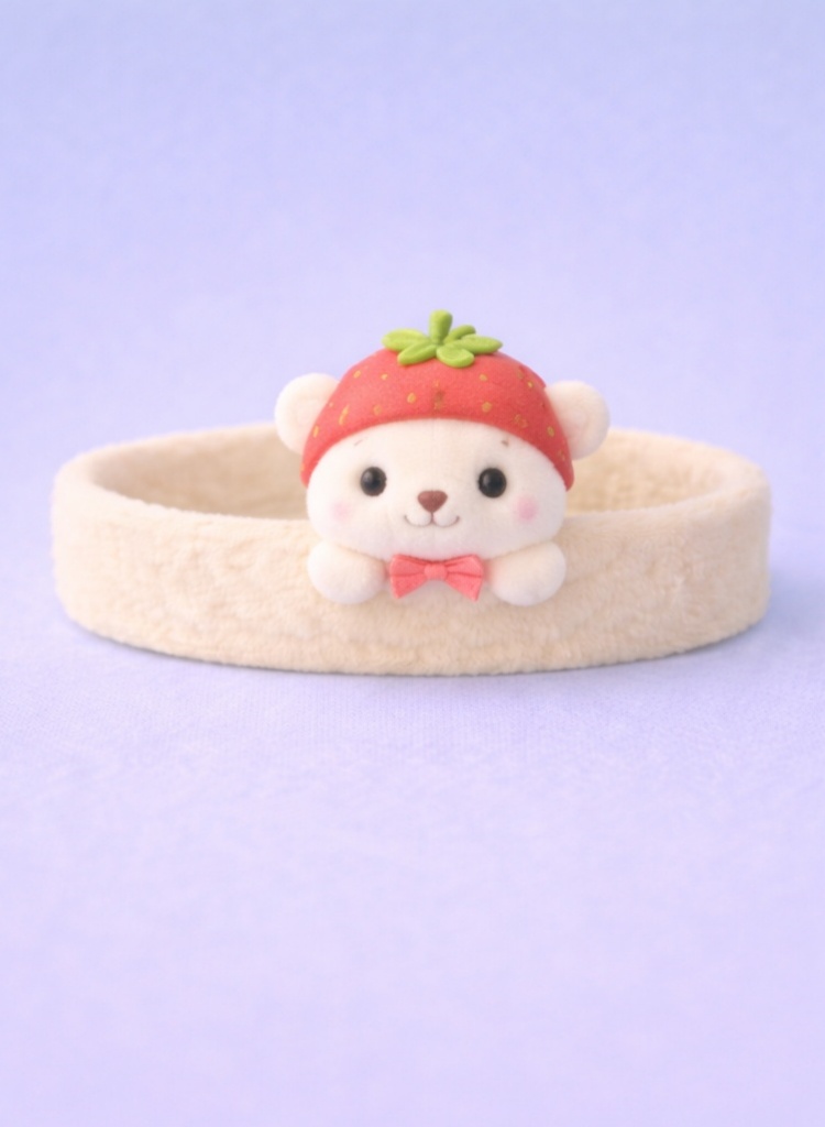 Adorável faixinha de bebê de urso com morango – Macia e confortável para bebês