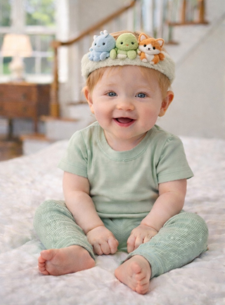 Bandeau Bébé en Peluche - Dinosaure, Pieuvre et Renard | Accessoire Doux et Mignon