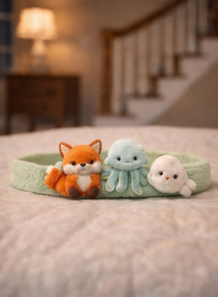 Faixa de Cabelo de Pelúcia para Bebê - Raposa, Água-viva e Foca Branca | Macia e Fofa