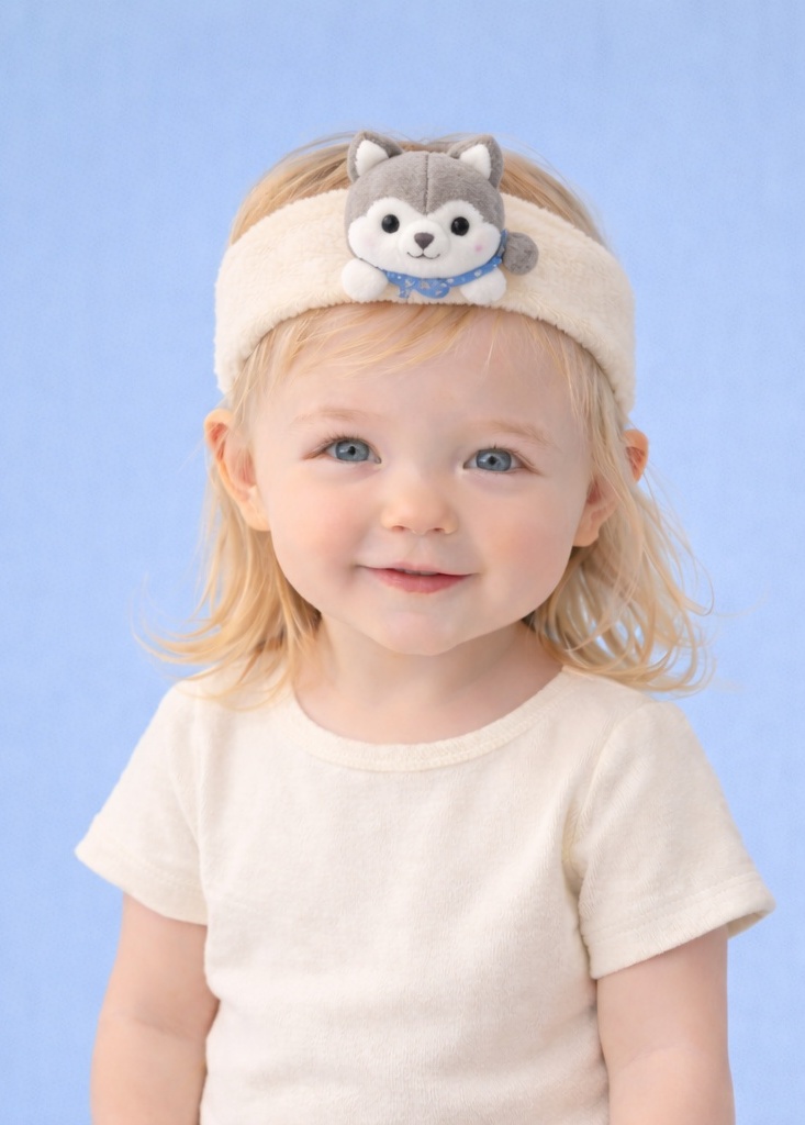 Căciuliță de bebe cu ursuleț și fundiță albastră – Moale și confortabilă pentru bebeluși