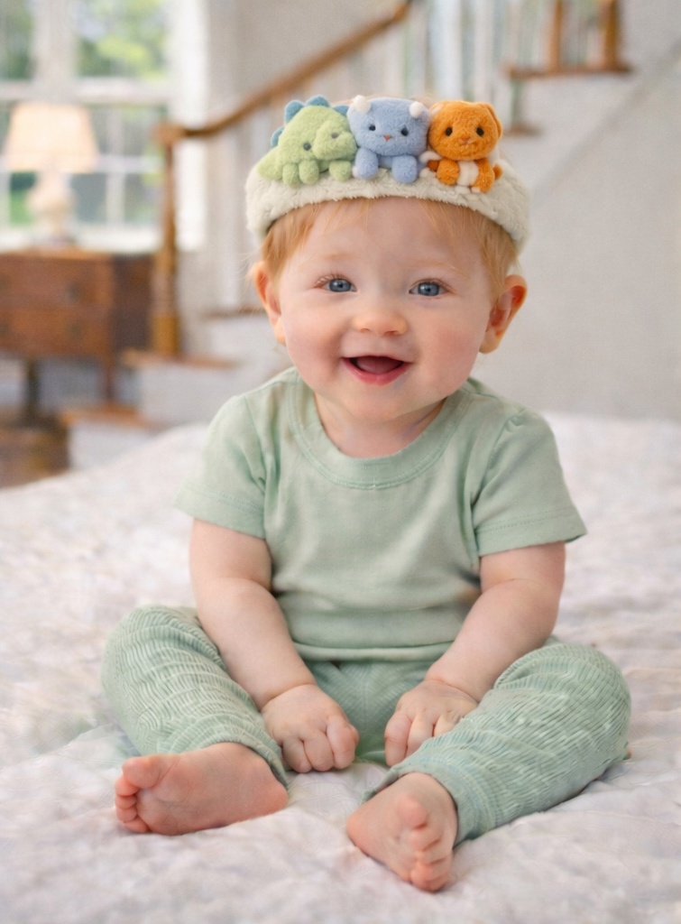 Dětská Plyšová Čelenka - Tři Dinosauři | Měkká, Roztomilá a Bezpečná