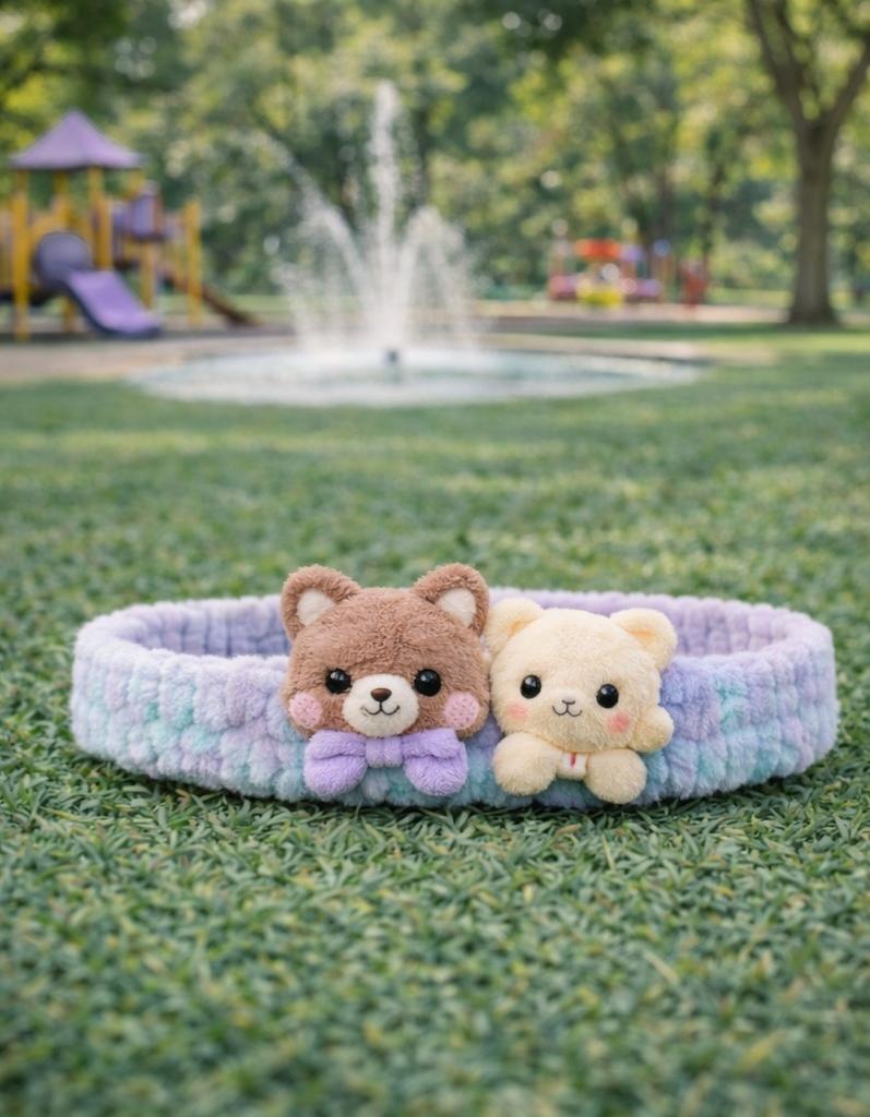 Bandeau bébé en peluche avec deux oursons – Accessoire doux et mignon pour nouveau-nés