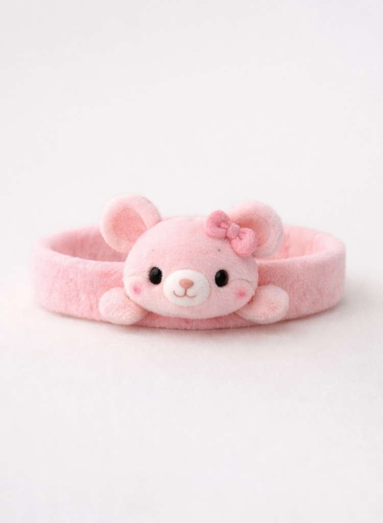 Adorable Pink Bear Plush Baby Headband - Soft and Comfortable for Little Ones
