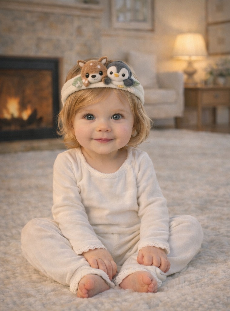 Adorable Fox & Penguin Plush Baby Headband – Soft Animal Hair Accessory for Newborns