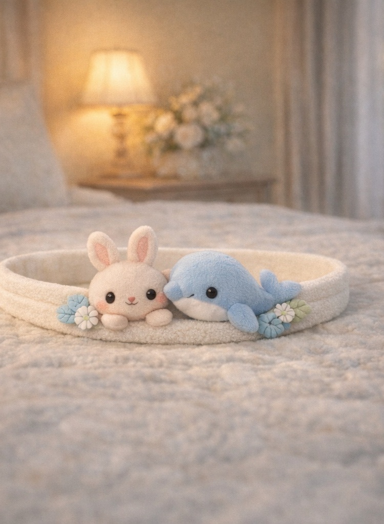 Sweet Bunny & Dolphin Plush Baby Headband – Soft Ocean-Themed Hair Accessory