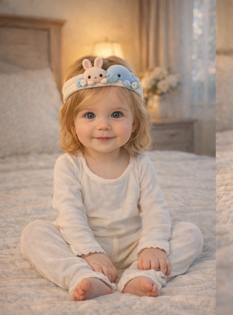 Sweet Bunny & Dolphin Plush Baby Headband – Soft Ocean-Themed Hair Accessory