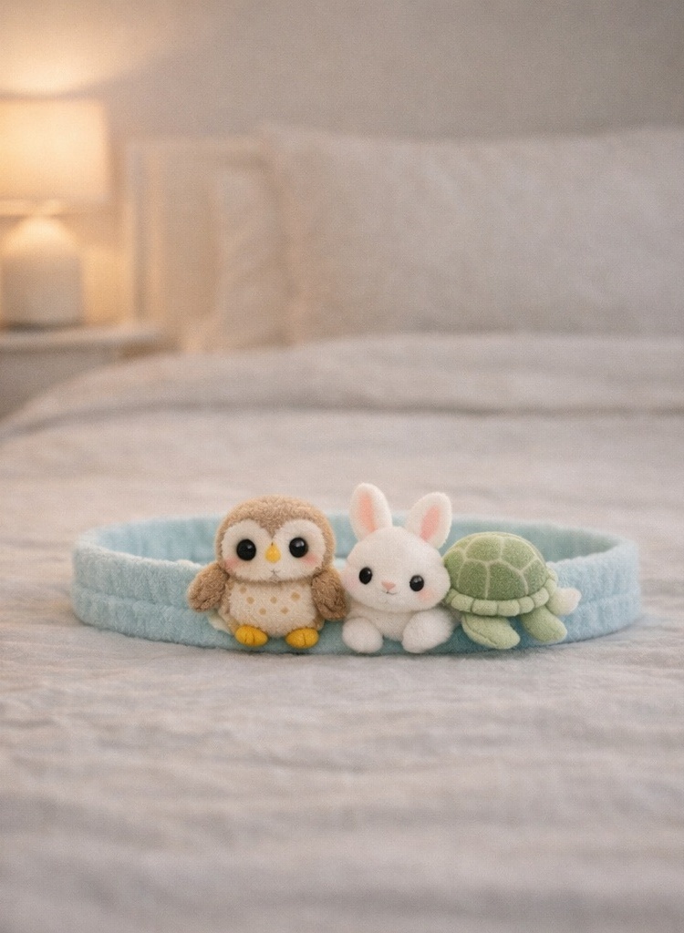 Triple Animal Plush Baby Headband – Owl, Bunny & Turtle Combo for Newborns