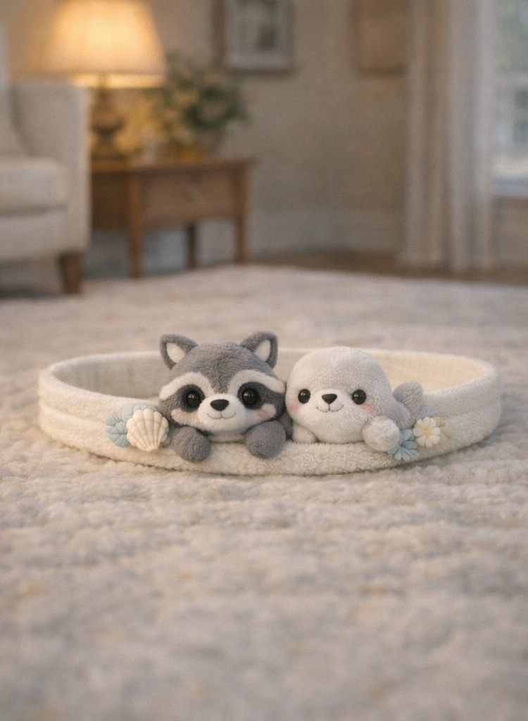 Cuddly Raccoon & Baby Seal Plush Baby Headband – Soft Woodland Ocean Combo