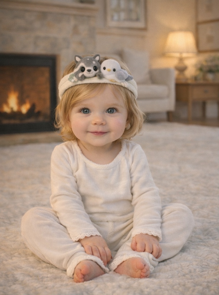 Cuddly Raccoon & Baby Seal Plush Baby Headband – Soft Woodland Ocean Combo