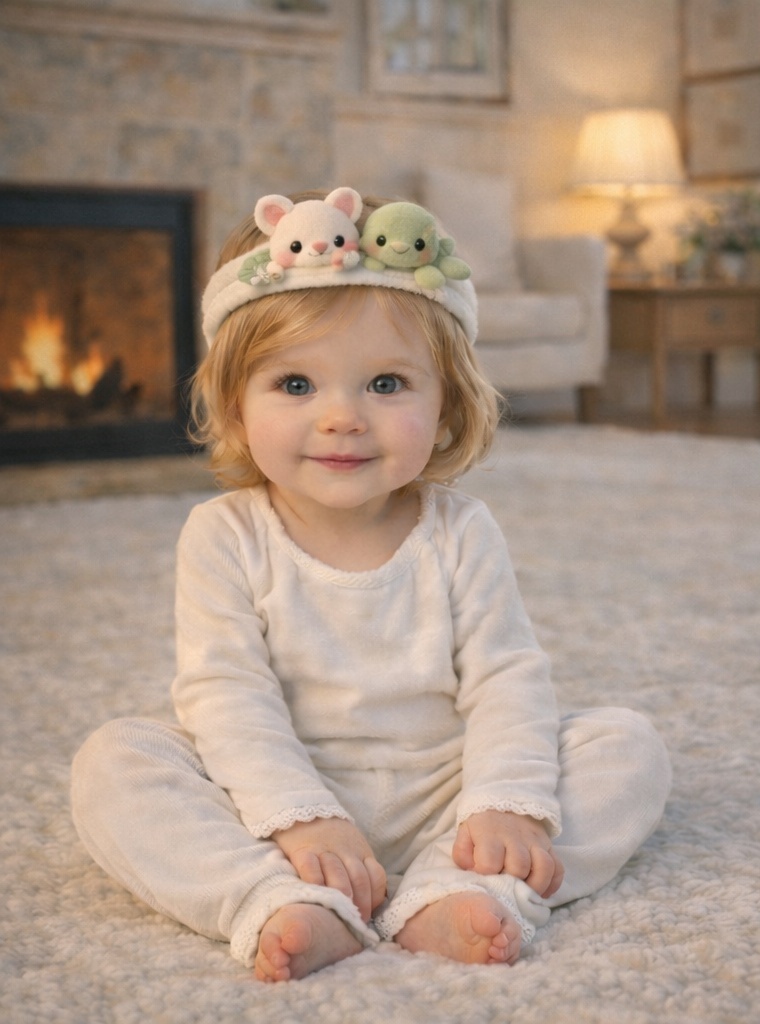 Diadema de Peluche para Bebé con Ratón y Tortuga – Accesorio Tierno y Suave para Recién Nacidos