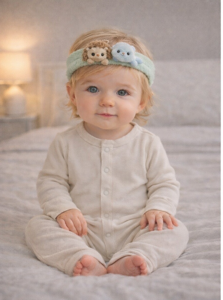 Bandeau Bébé en Peluche Hérisson et Baleine – Accessoire Doux pour Nouveau-né