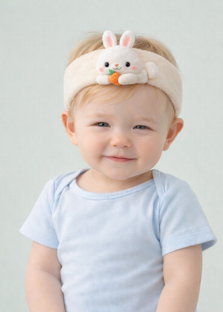 Cute White Bunny Plush Baby Headband - Soft, Comfortable, and Perfect for Infants